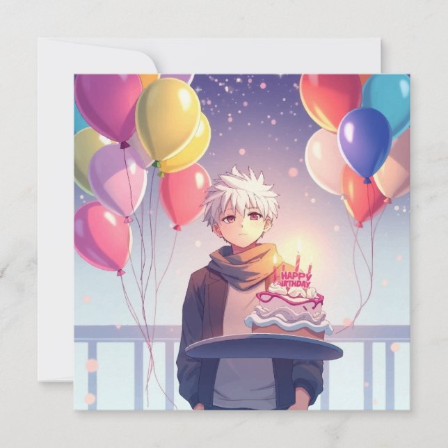 Carte d'anniversaire pour garçon Anime (Devant)