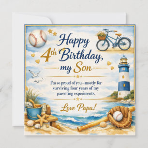 Carte d'anniversaire pour garçon de 4 ans, ambianc