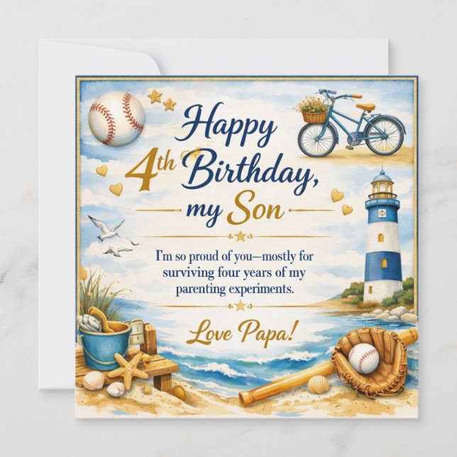 Carte d'anniversaire pour garçon de 4 ans, ambianc (Devant)