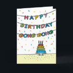 Carte d'anniversaire pour Gong Gong<br><div class="desc">Tu appelles ton grand-père Gong Gong, pas grand-père. (Gong Gong signifie grand-père en cantonais.) Imaginez à quel point Gong Gong sera excité de recevoir une carte d'anniversaire qui lui sera adressée en particulier ! Votre gong de gong aimera aussi le design amusant et coloré de cette carte avec des confettis...</div>