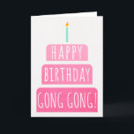 Carte d'anniversaire pour Gong Gong<br><div class="desc">Carte d'anniversaire pour Gong Gong. Si vous appelez votre grand-père Gong Gong au lieu de Grand-père, cette carte d'anniversaire est parfaite pour lui. (Gong Gong signifie grand-père en cantonais.) Votre gong de gong va aussi adorer le dégradé de cette carte d'anniversaire avec un gâteau d'anniversaire qui dit "Joyeux Gong d'anniversaire...</div>