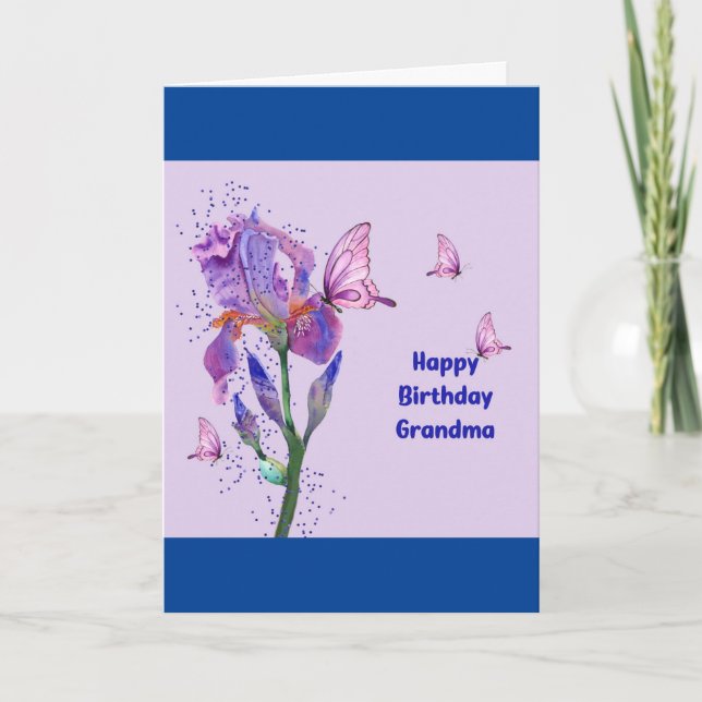 Carte d'anniversaire pour grand-mère avec Iris (Devant)