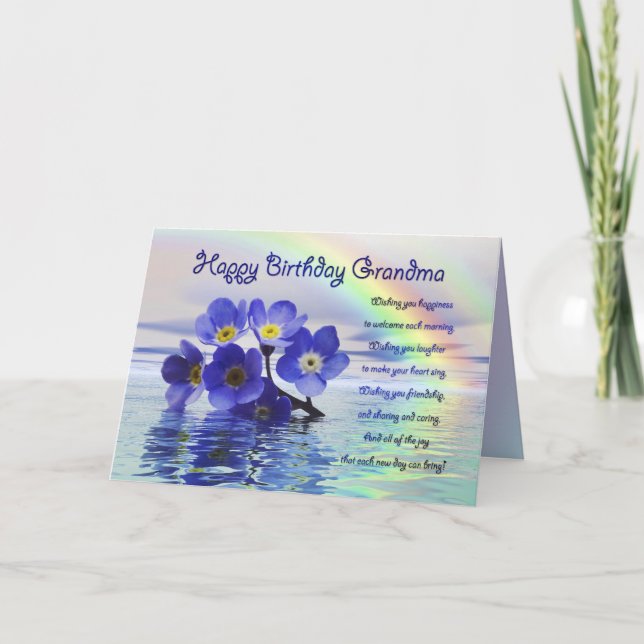 Carte d'anniversaire pour grand-mère avec oublie-m (Devant)