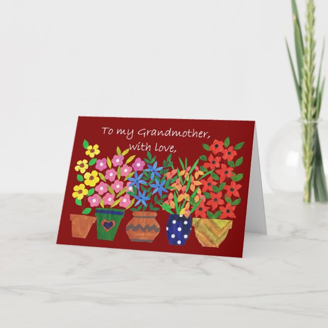 Carte d'anniversaire pour grand-mère - Flower Powe (Devant)