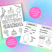 Carte d'anniversaire pour Grand-père : activité de