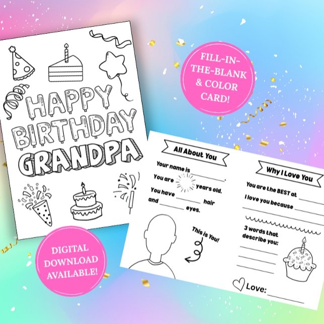 Carte d'anniversaire pour Grand-père : activité de (Créateur téléchargé)