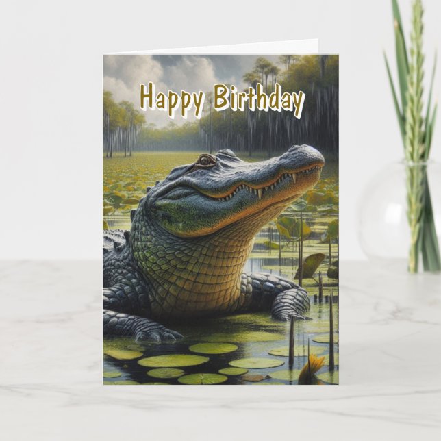 Carte d'anniversaire pour homme Alligator (Devant)