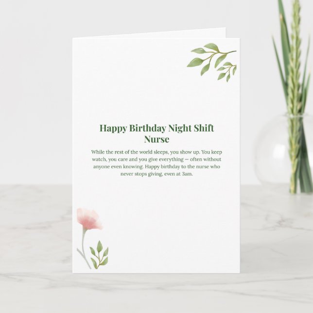 Carte d'anniversaire pour infirmière de nuit — Joy (Devant)