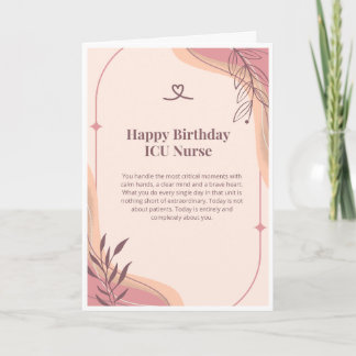 Carte d'anniversaire pour infirmière en soins inte