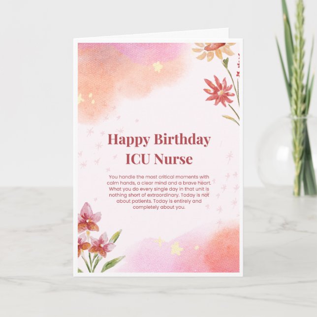 Carte d'anniversaire pour infirmière en soins inte (Devant)