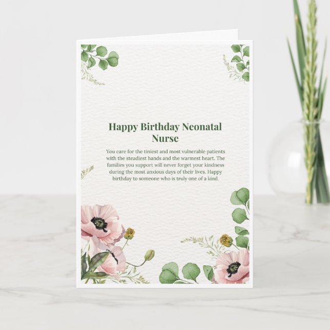 Carte d'anniversaire pour infirmière néonatale — J (Devant)