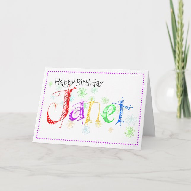 Carte d'anniversaire pour Janet (Devant)