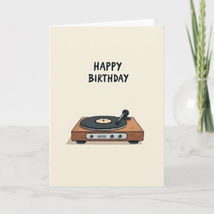 Carte d'anniversaire pour joueur de disques rétro