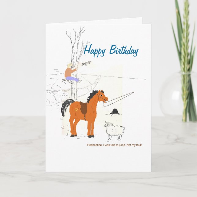 Carte d'anniversaire pour la plaisanterie Horsey (Devant)
