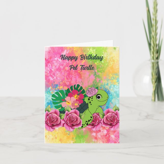 Carte d'anniversaire pour la Tortue des animaux (Devant)