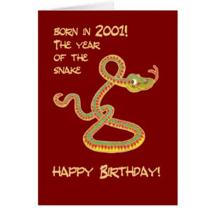 Carte d'anniversaire pour l'année chinoise du serp