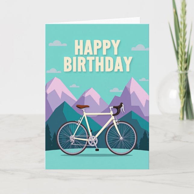 Carte d'anniversaire pour l'aventure à vélo (Devant)