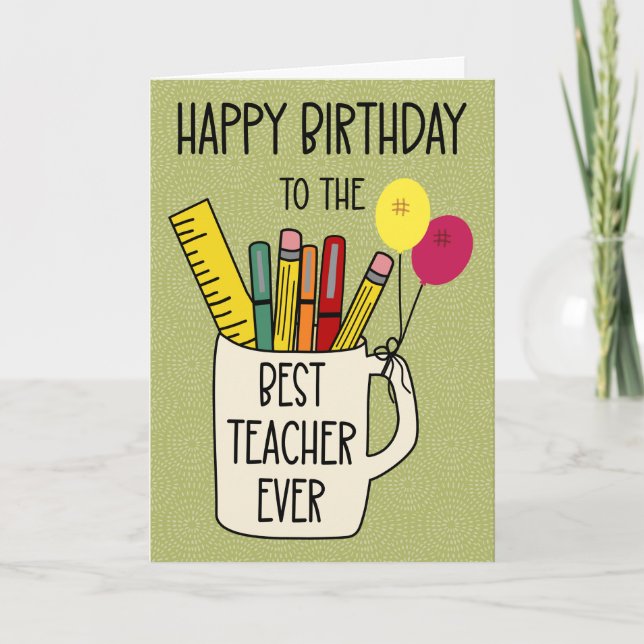 Carte d'anniversaire pour le meilleur enseignant q (Devant)
