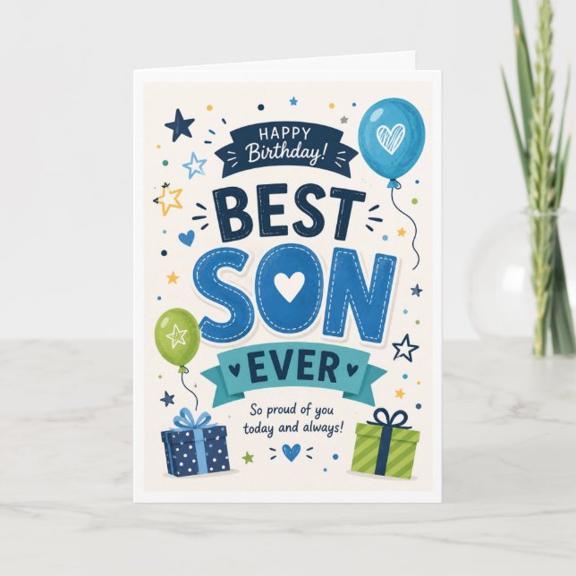 Carte d'anniversaire pour le meilleur fils - Douce (Devant)