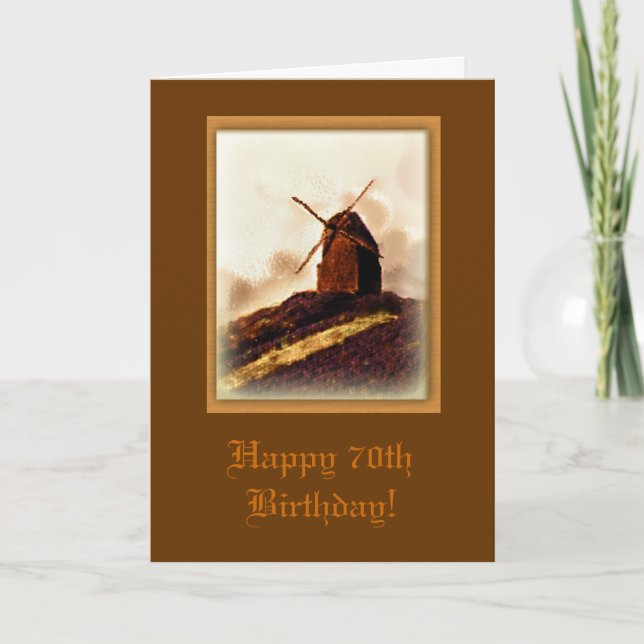 Carte d'anniversaire pour le moulin à vent 70e (Devant)