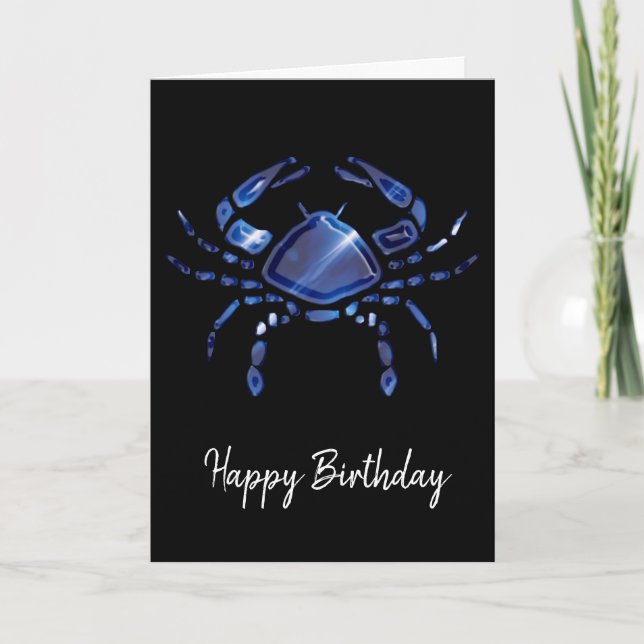 Carte d'anniversaire pour le signe du cancer bleu (Devant)