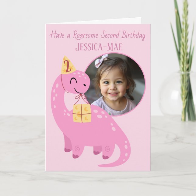 Carte d'anniversaire pour les 2 ans de dinosaure r (Devant)