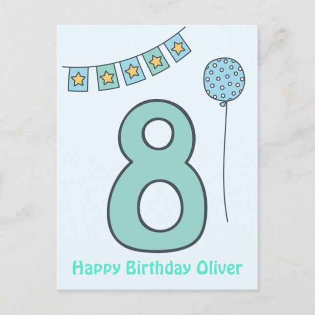 Carte d'anniversaire pour les 8 ans de jolis enfan (Devant)