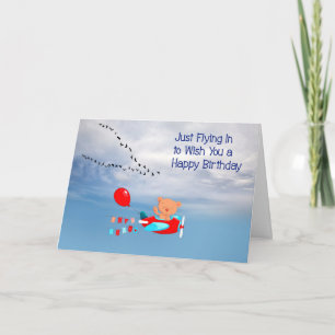 Carte d'anniversaire pour les enfants avec avion à