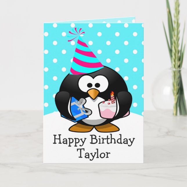 Carte d'anniversaire pour les enfants Pingouin (Devant)