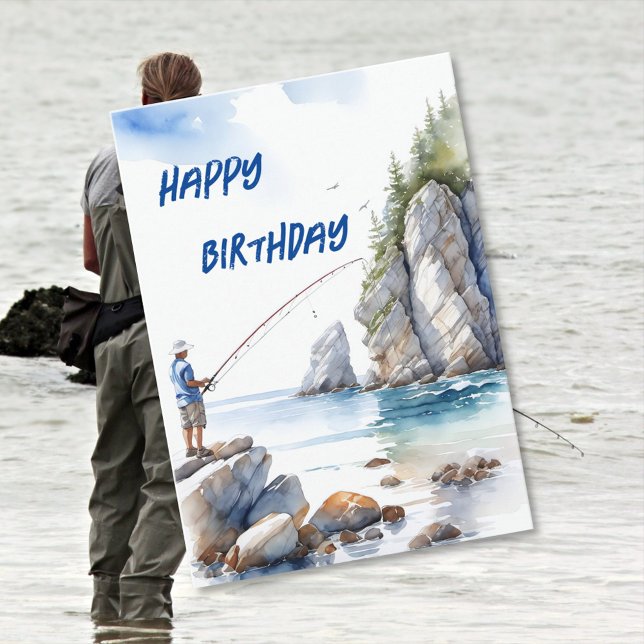 Carte d'anniversaire pour les passionnés de pêche  (Créateur téléchargé)
