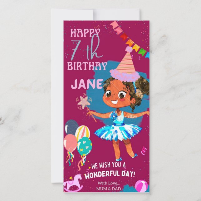 carte d'anniversaire pour les petites filles (Devant)