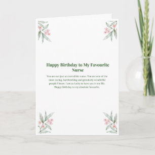 Carte d'anniversaire pour l'infirmière préférée
