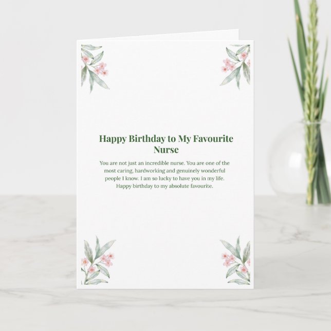 Carte d'anniversaire pour l'infirmière préférée (Devant)