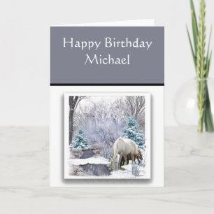 Carte d'anniversaire pour lui avec des chevaux sau