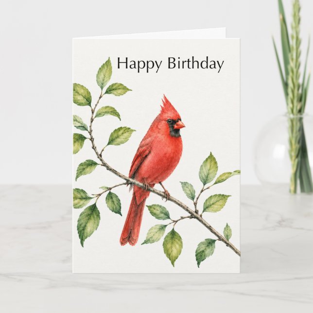 Carte d'anniversaire pour lui Cardinal rouge sur b (Devant)