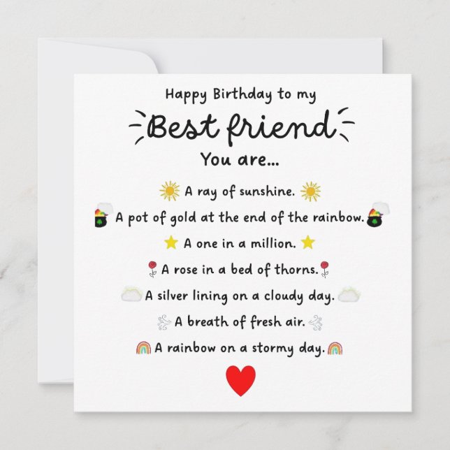 Carte d'anniversaire pour ma meilleure amie (Devant)