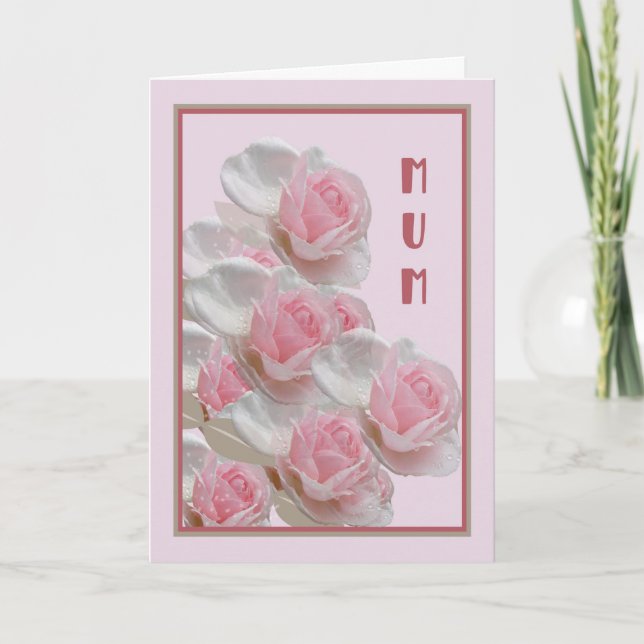 Carte d'anniversaire pour maman aux roses roses (Devant)