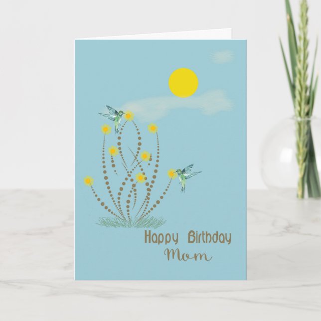 Carte d'anniversaire pour maman avec colibris et f (Devant)