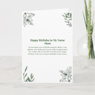Carte d'anniversaire pour maman infirmière
