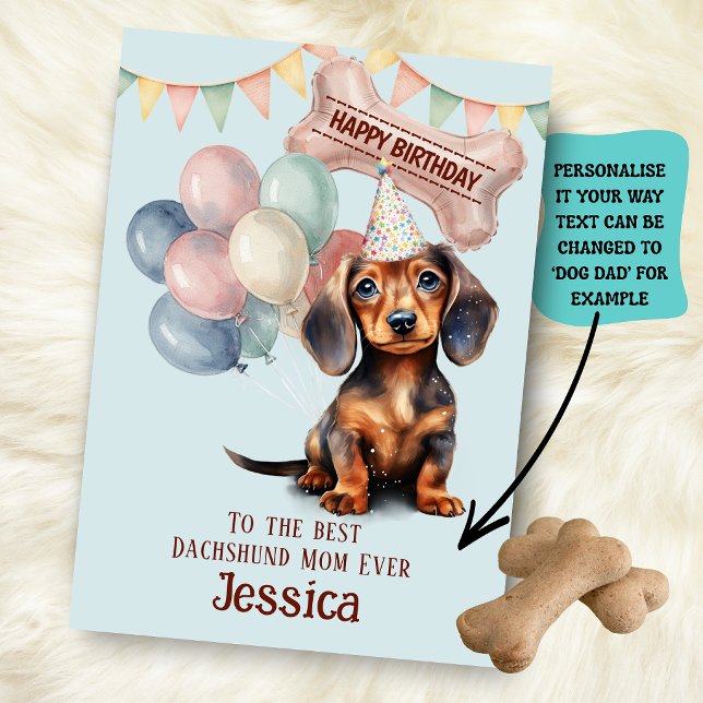 Carte d'anniversaire pour maman/papa de Dachshund  (Créateur téléchargé)