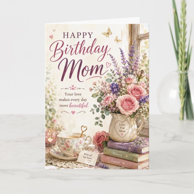 Carte d'anniversaire pour maman Prairie fleurie Fl (Devant)
