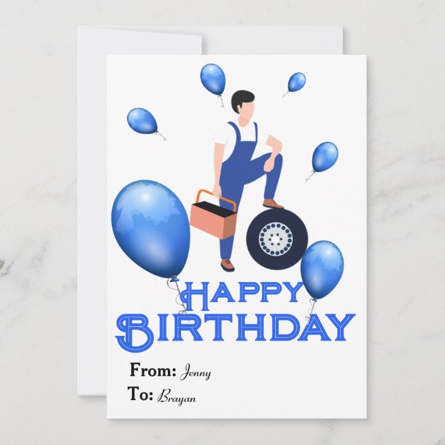 Carte d'anniversaire pour Mécanicien  (Devant)