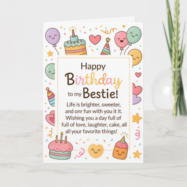 Carte d'anniversaire pour meilleure amie adorable (Devant)