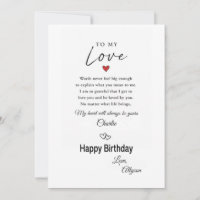 Carte d'anniversaire pour mon amour