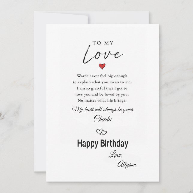 Carte d'anniversaire pour mon amour (Devant)