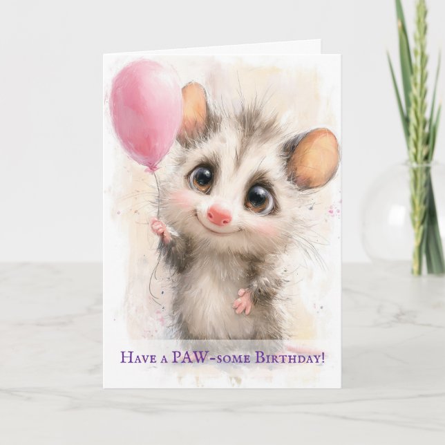 Carte d'anniversaire pour opossum (Devant)