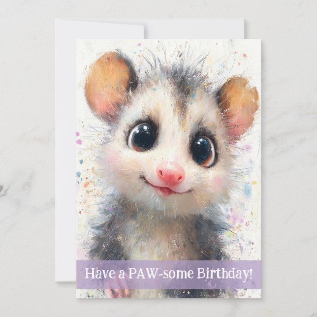 Carte d'anniversaire pour opossum (Devant)