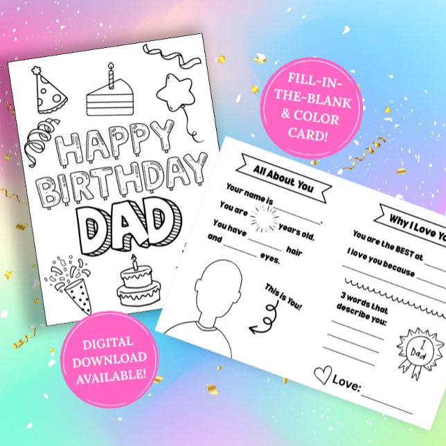Carte d'anniversaire pour Papa : à compléter (Créateur téléchargé)