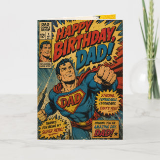 Carte d'anniversaire pour papa en super-héros vint