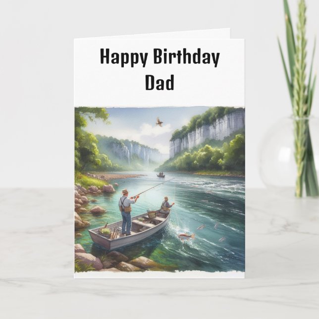 Carte d'anniversaire pour papa pêcheur (Devant)